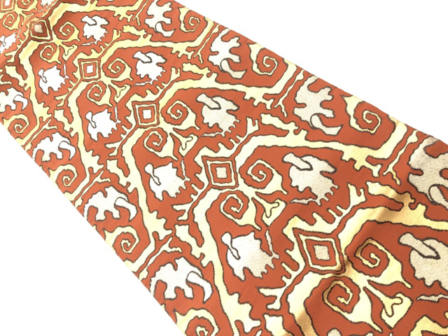 JAPANESE KIMONO / ANTIQUE NAGOYA OBI / WOVEN ABSTRACT PATTERN